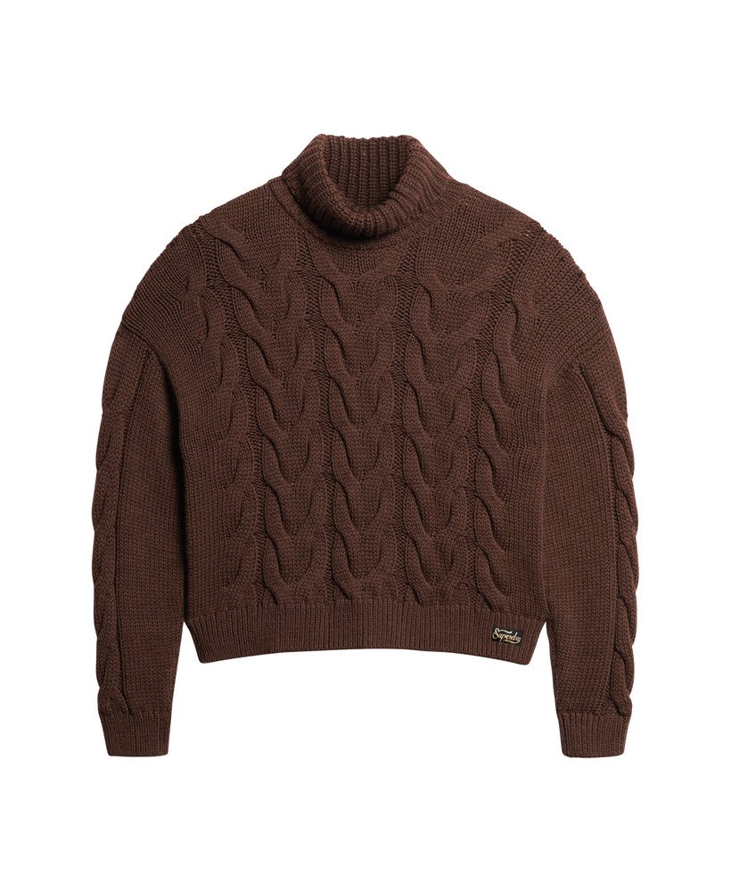 sweter polo z dzianiny łańcuszkowej w kolorze brązowym z dodatkiem kawy i cykorii