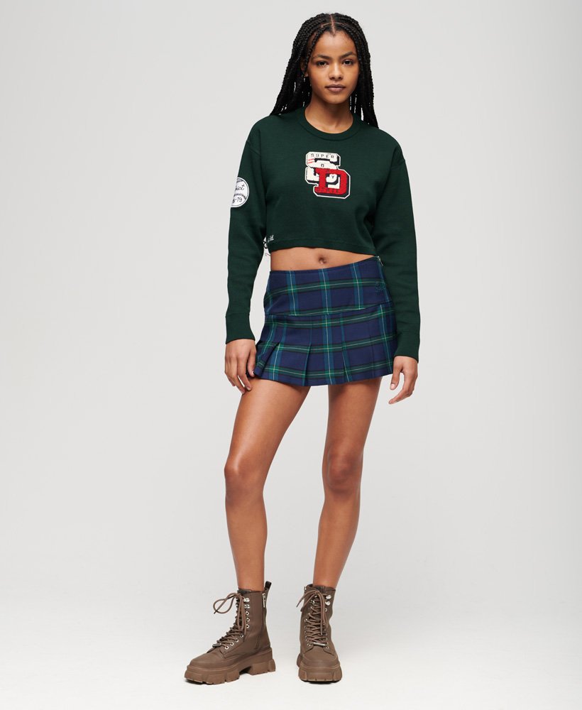 sweter varsity cropped crew w kolorze emaliowanej zieleni
