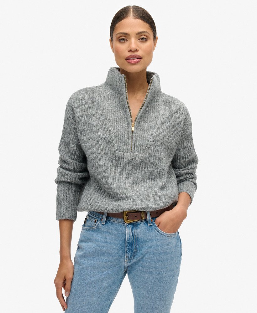 niezbędny sweter z zamkiem błyskawicznym w kolorze charcoal mar