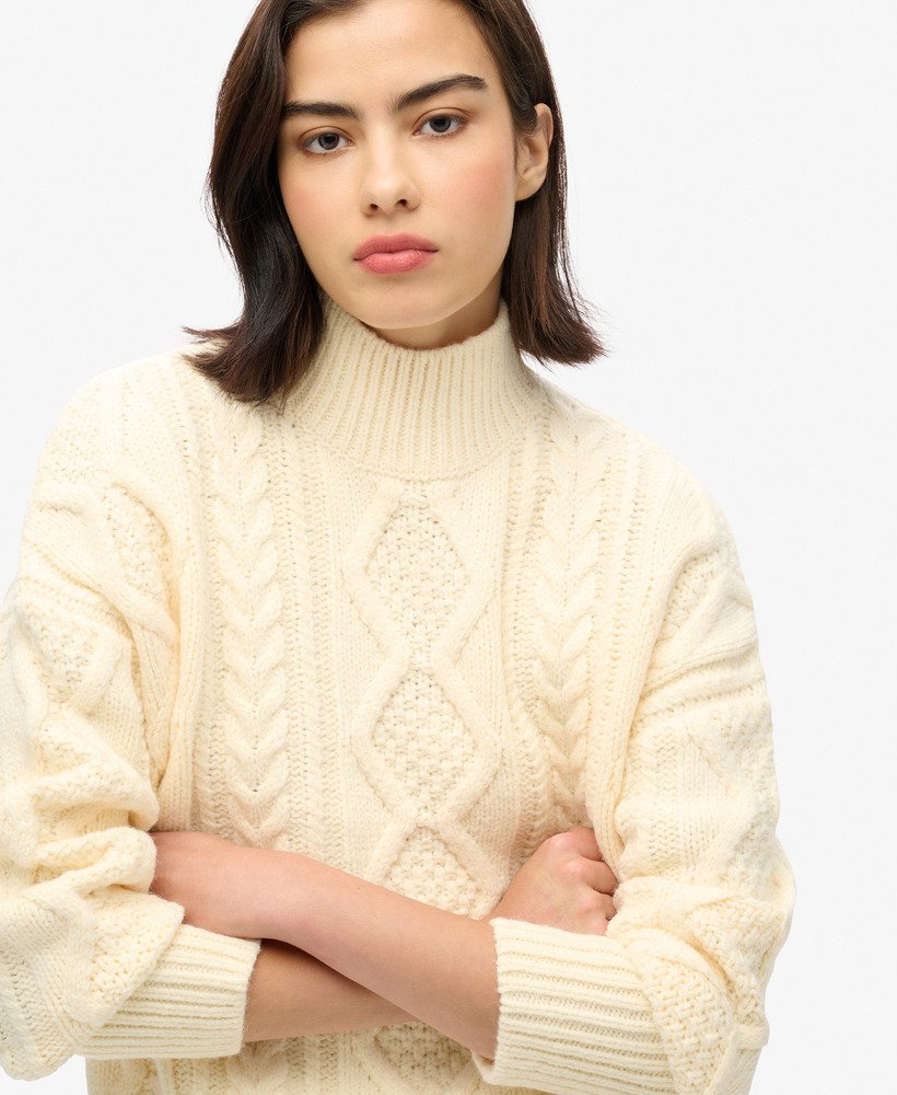 sweter cable high neck w kolorze jasper white