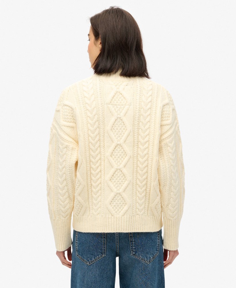 sweter cable high neck w kolorze jasper white