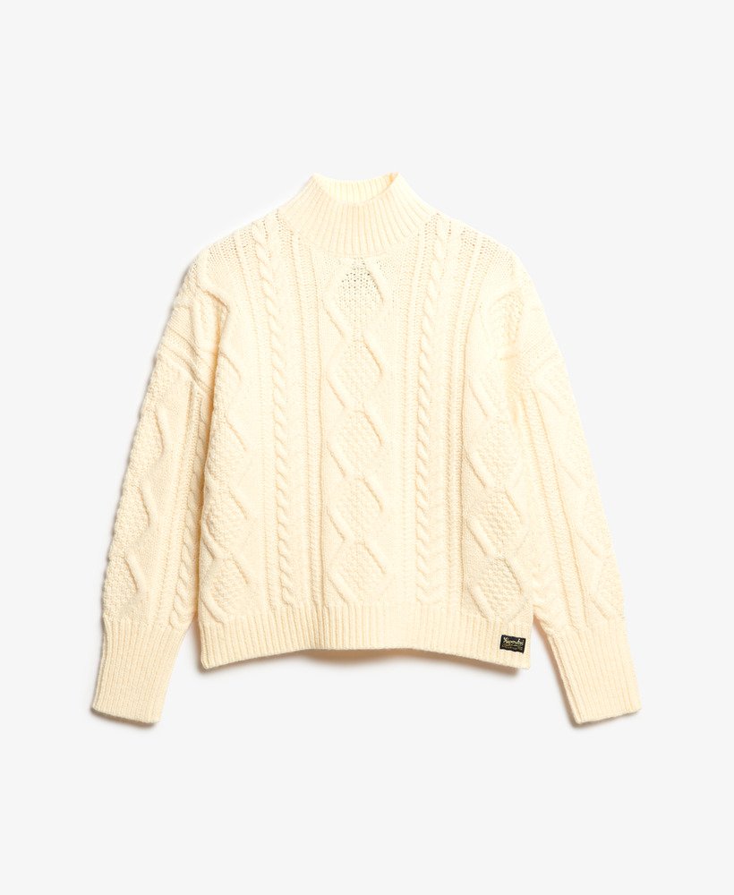 sweter cable high neck w kolorze jasper white