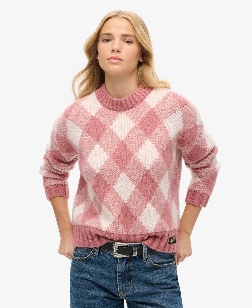 sweter w romby w kolorze mauvewood pink