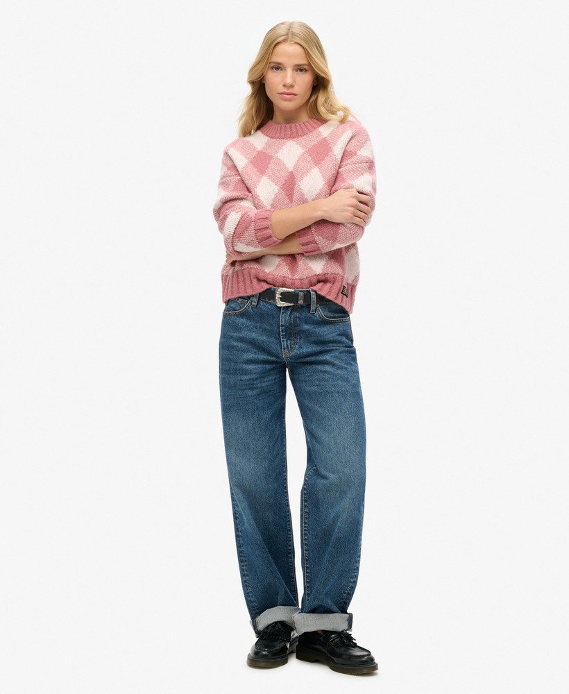 sweter w romby w kolorze mauvewood pink