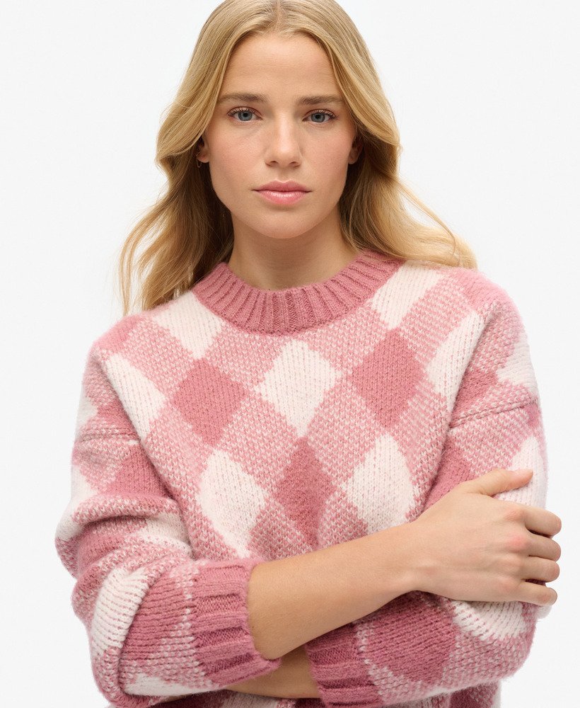 sweter w romby w kolorze mauvewood pink