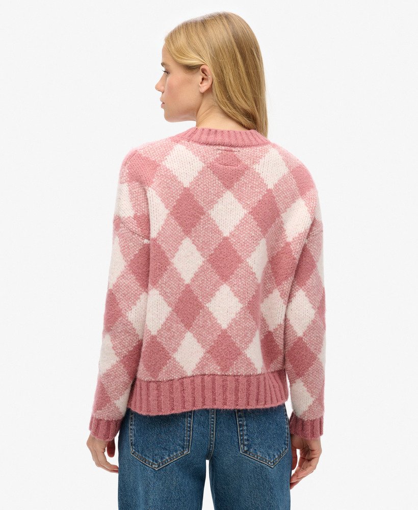sweter w romby w kolorze mauvewood pink