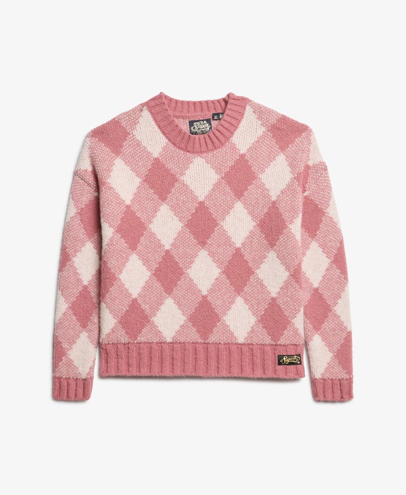 sweter w romby w kolorze mauvewood pink