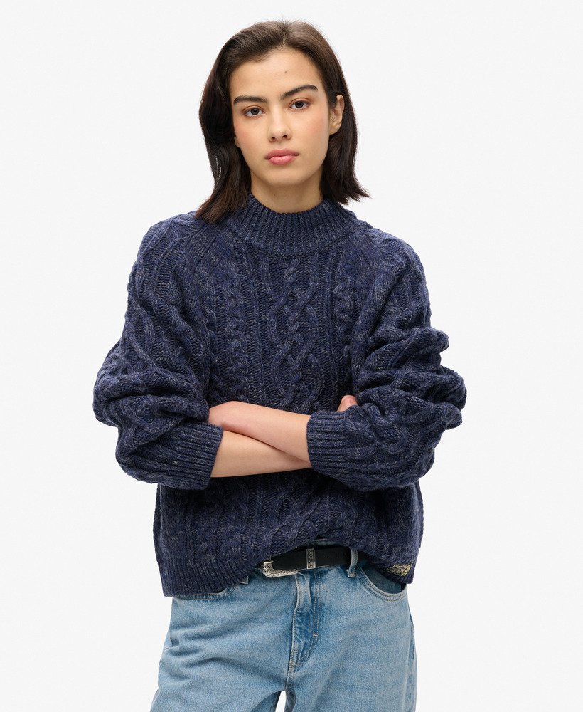 sweter z golfem cable w kolorze island navy twist