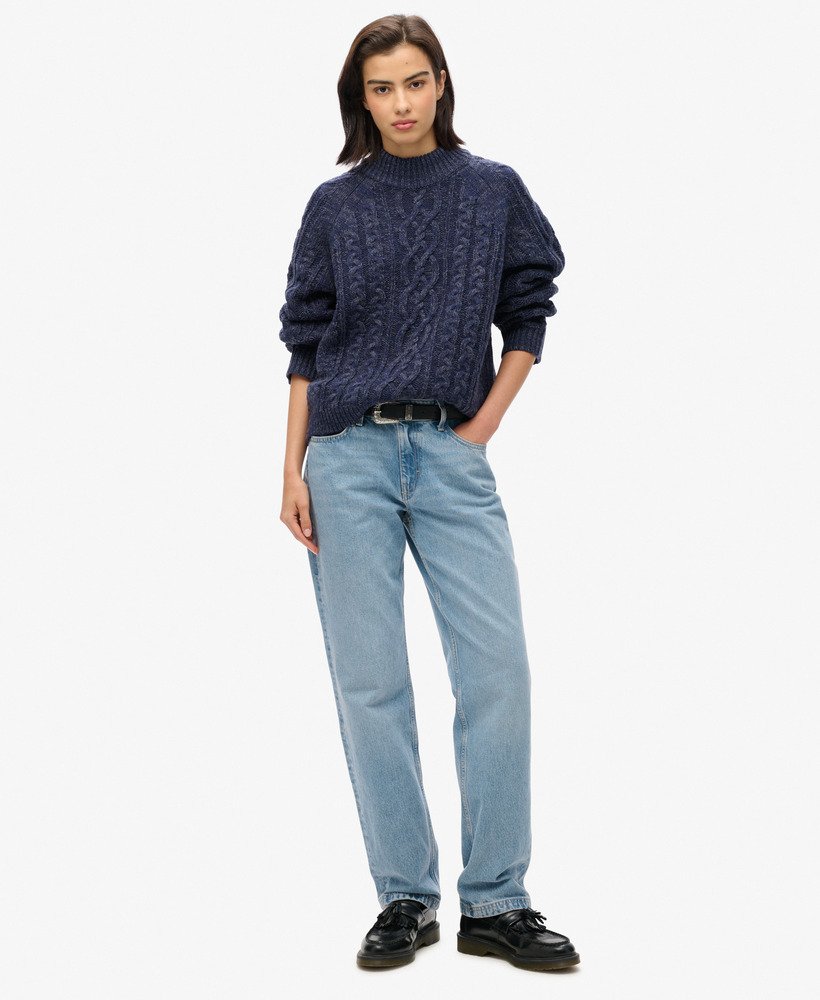 sweter z golfem cable w kolorze island navy twist