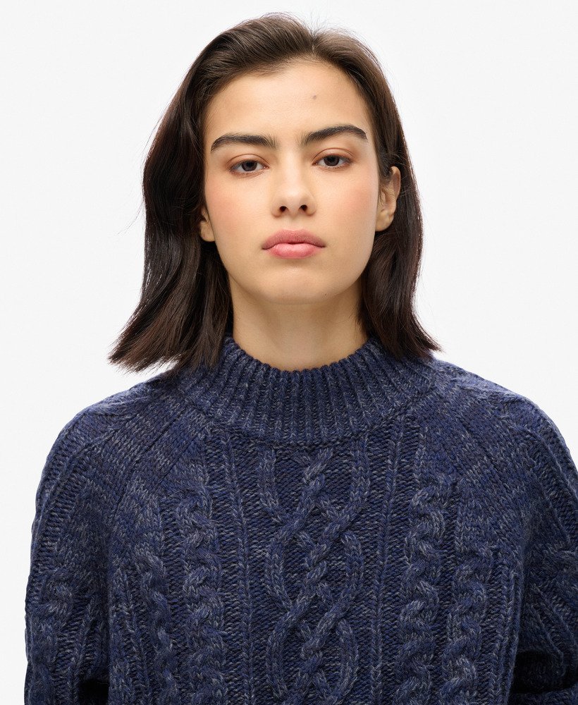 sweter z golfem cable w kolorze island navy twist