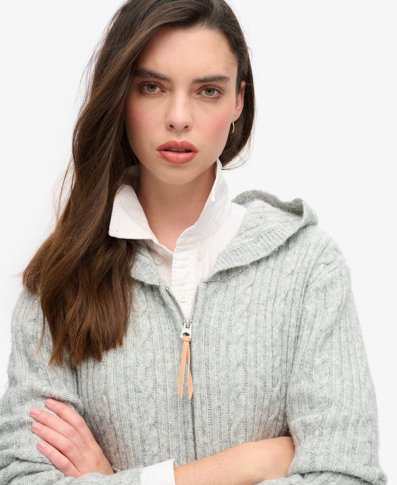bluza z kapturem i zamkiem cable knit w kolorze jasnoszarym