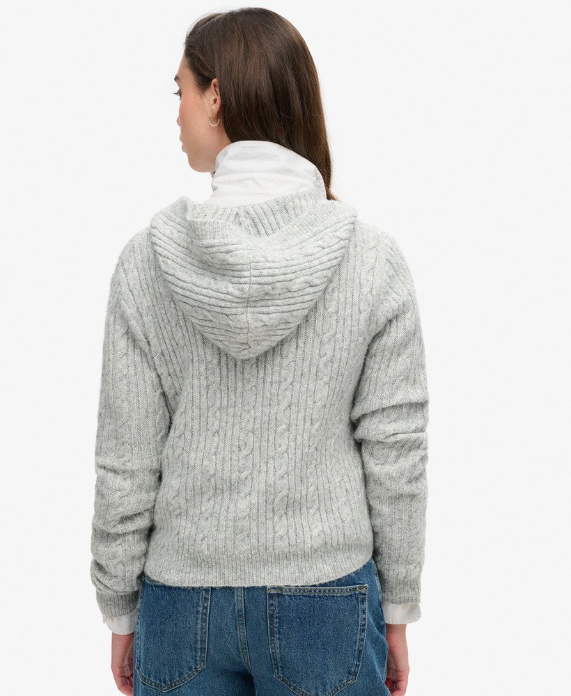 bluza z kapturem i zamkiem cable knit w kolorze jasnoszarym
