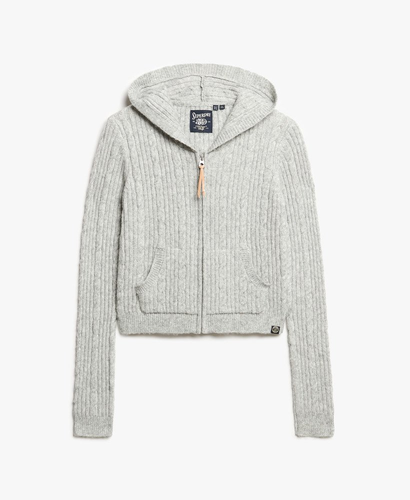 bluza z kapturem i zamkiem cable knit w kolorze jasnoszarym
