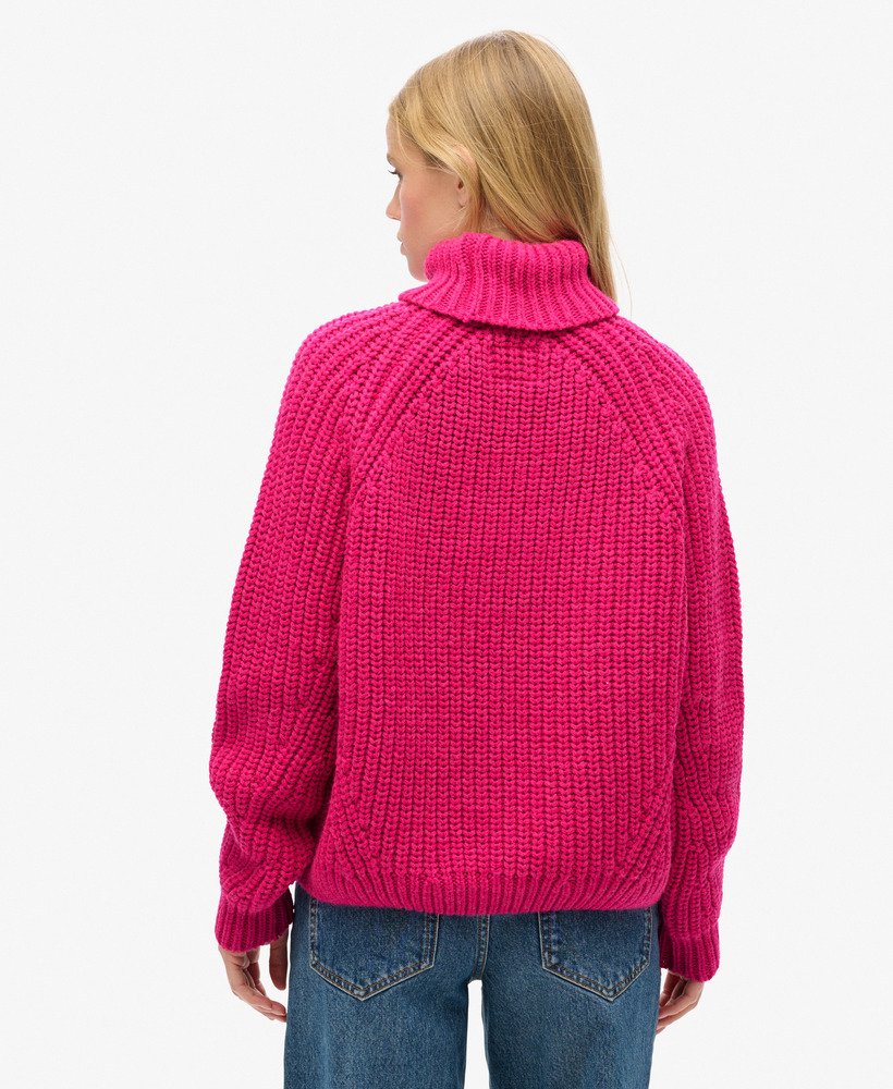 dzianinowy golf z luźnym ściegiem w kolorze hyper magenta pink marl