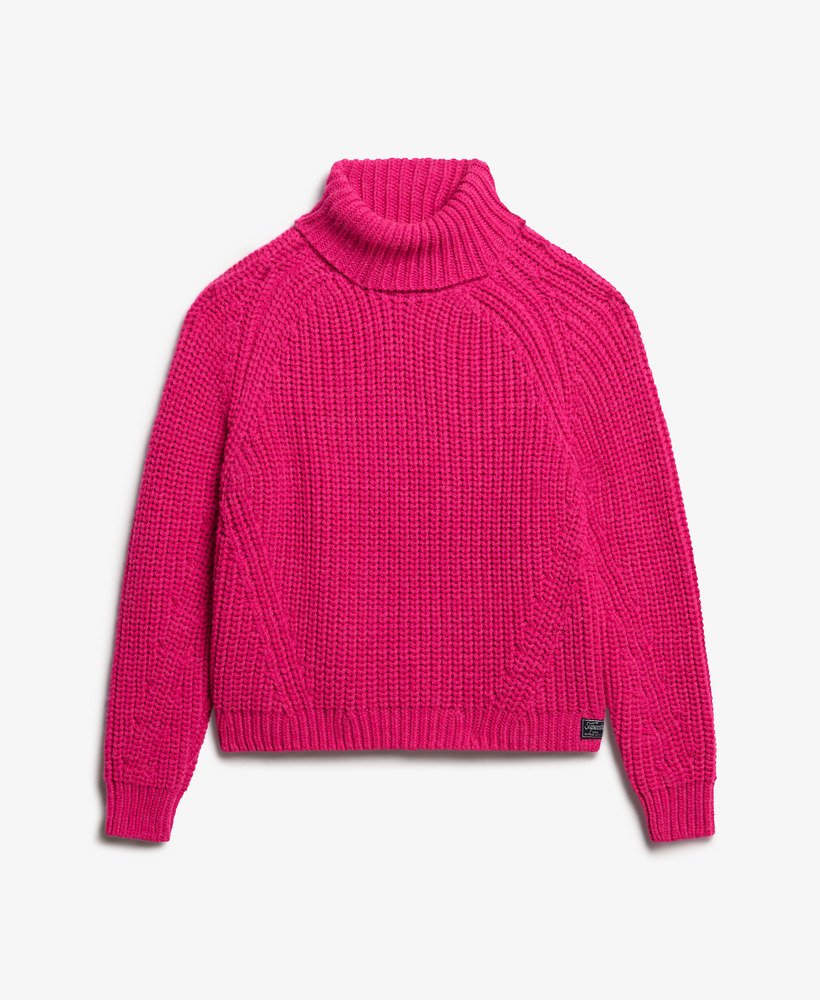 dzianinowy golf z luźnym ściegiem w kolorze hyper magenta pink marl