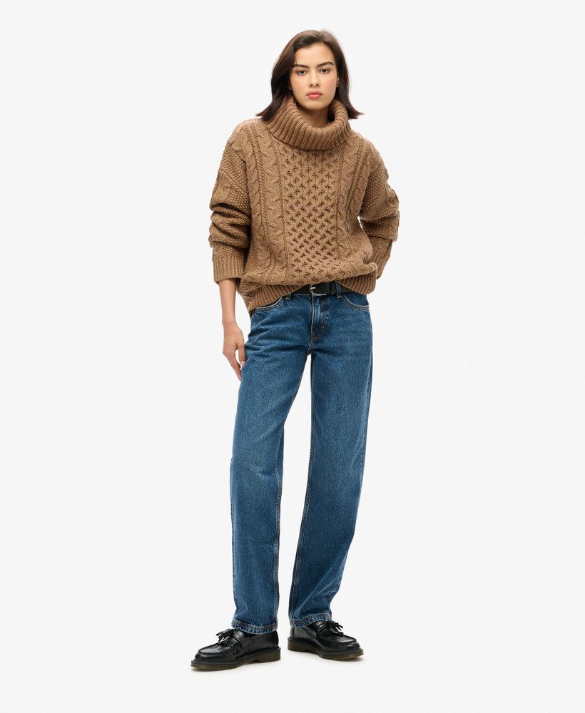 sweter cable roll neck w kolorze island caramel twist