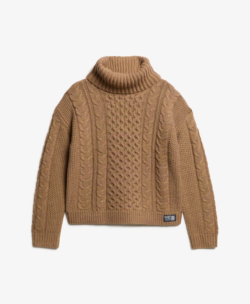 sweter cable roll neck w kolorze island caramel twist