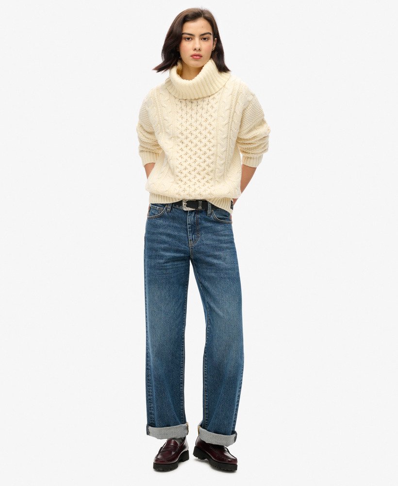 sweter cable roll neck w kolorze island ecru