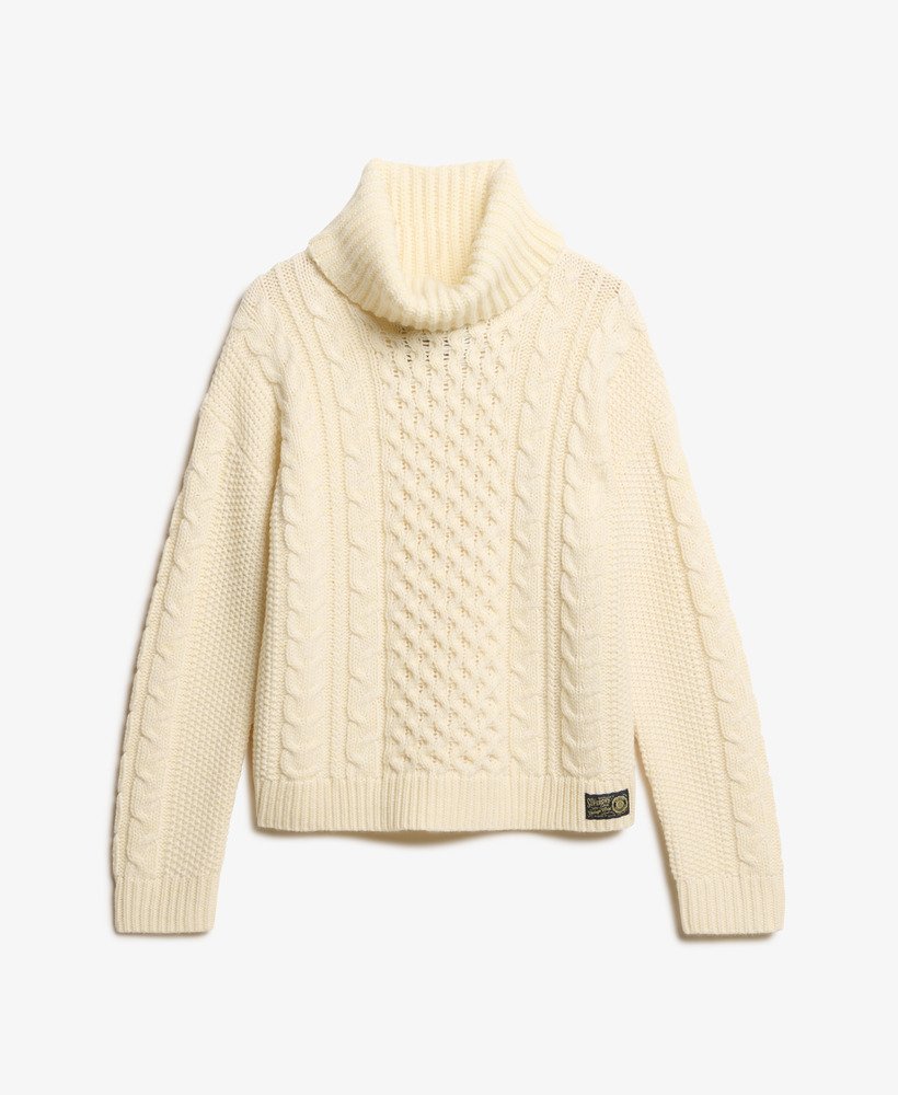 sweter cable roll neck w kolorze island ecru