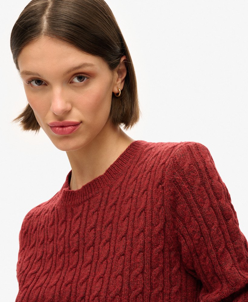 dopasowany sweter z okrągłym dekoltem w kolorze bordowo-czerwonym