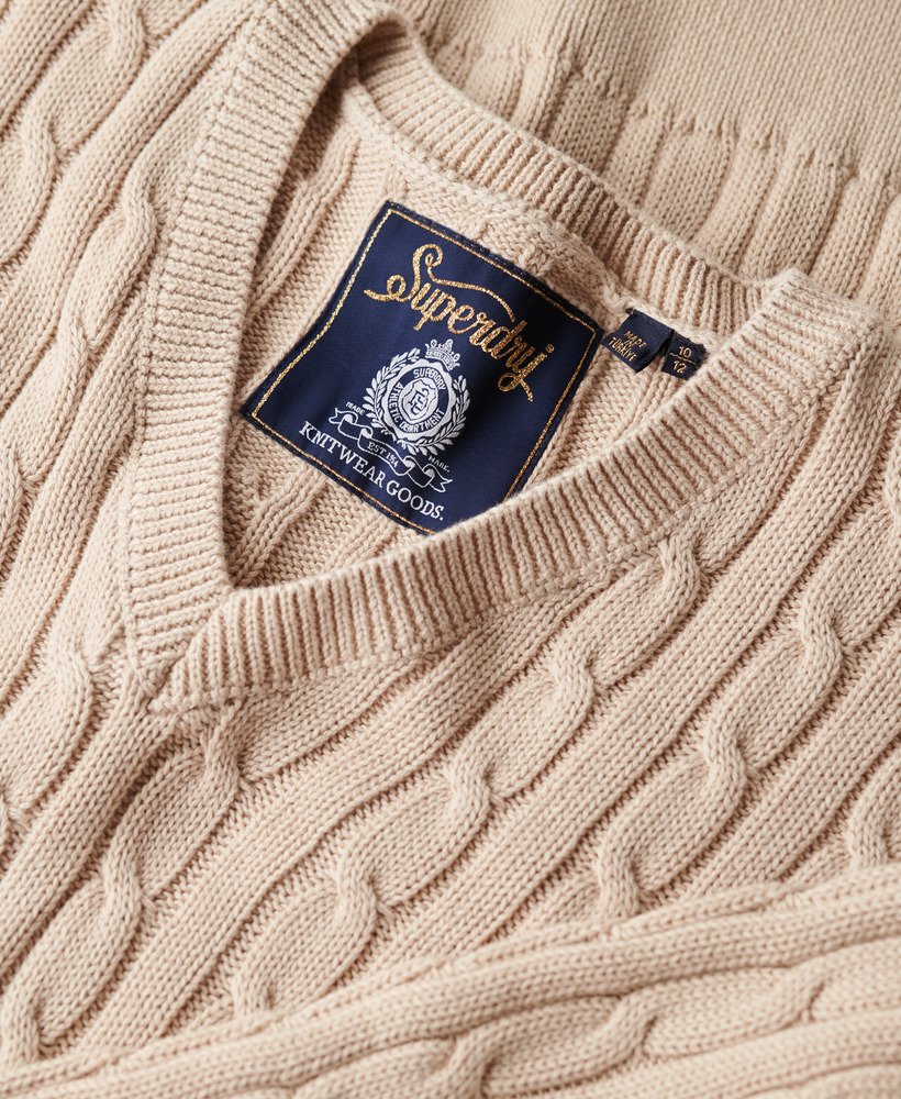 luźny sweter z dekoltem w serek w kolorze owsianego beżu