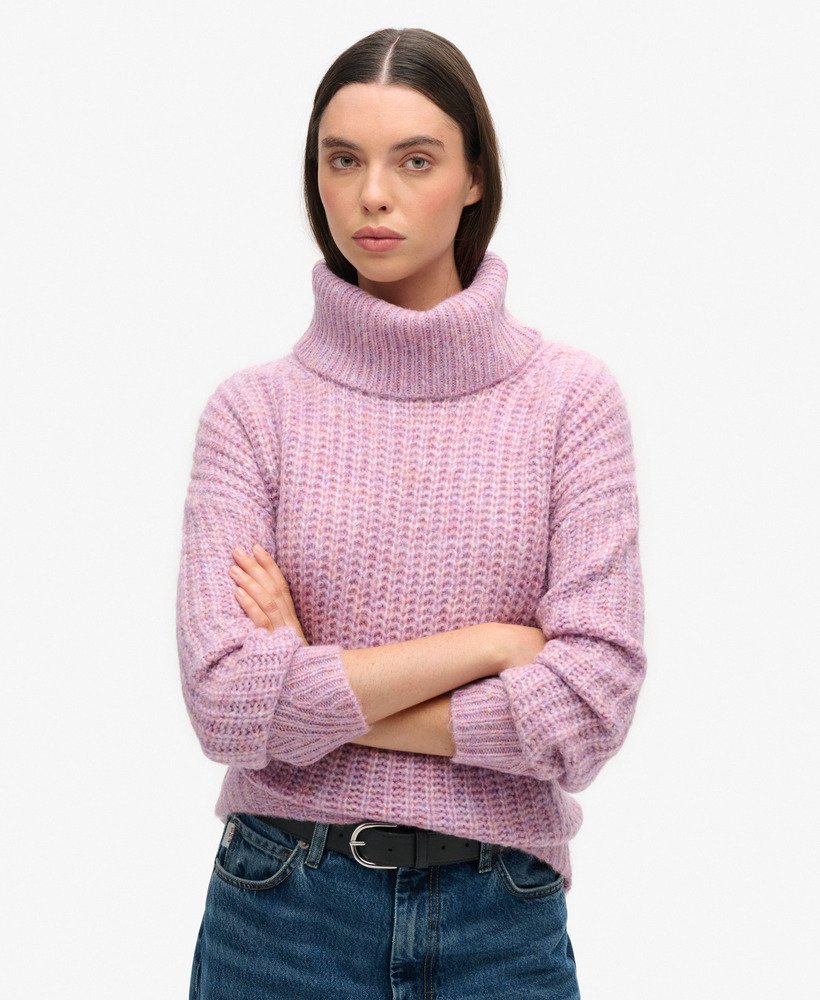 sweter z prążkowanym ściągaczem i głębokim dekoltem w kolorze dusty rose twist