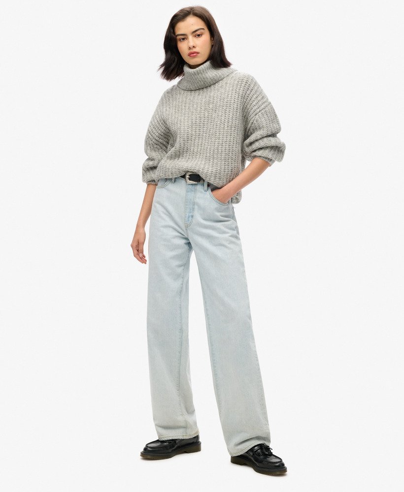 sweter z prążkowanego ściągacza z dekoltem w kolorze heather grey twist