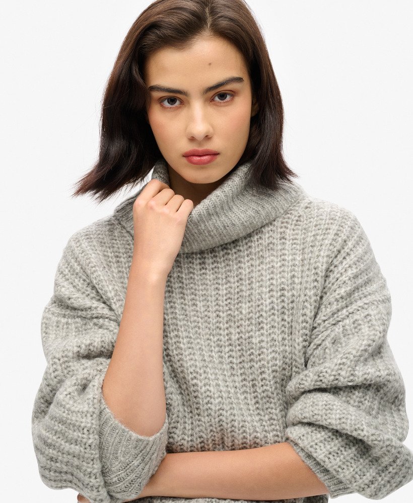 sweter z prążkowanego ściągacza z dekoltem w kolorze heather grey twist
