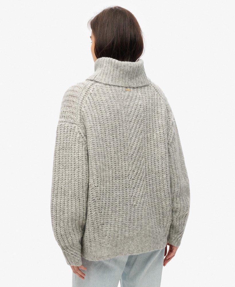 sweter z prążkowanego ściągacza z dekoltem w kolorze heather grey twist