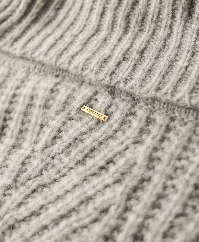 sweter z prążkowanego ściągacza z dekoltem w kolorze heather grey twist