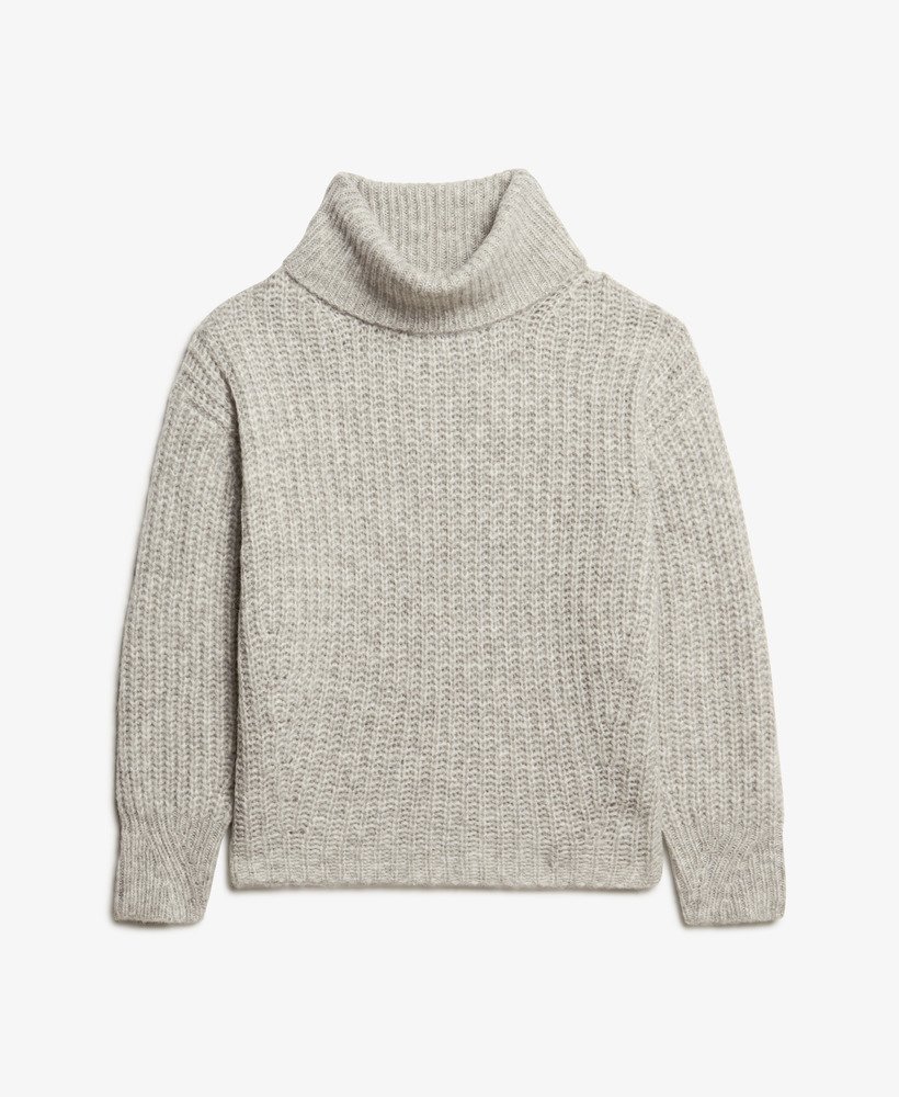 sweter z prążkowanego ściągacza z dekoltem w kolorze heather grey twist