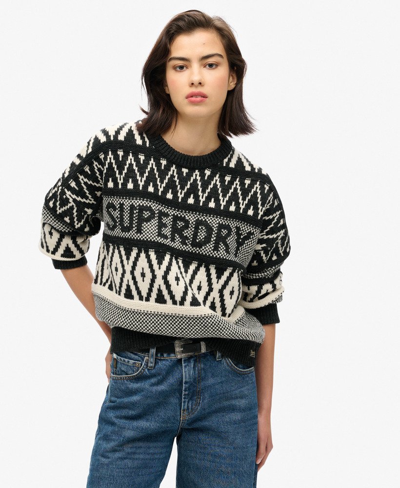sweter z okrągłym dekoltem w kolorze czarnymisland ecru