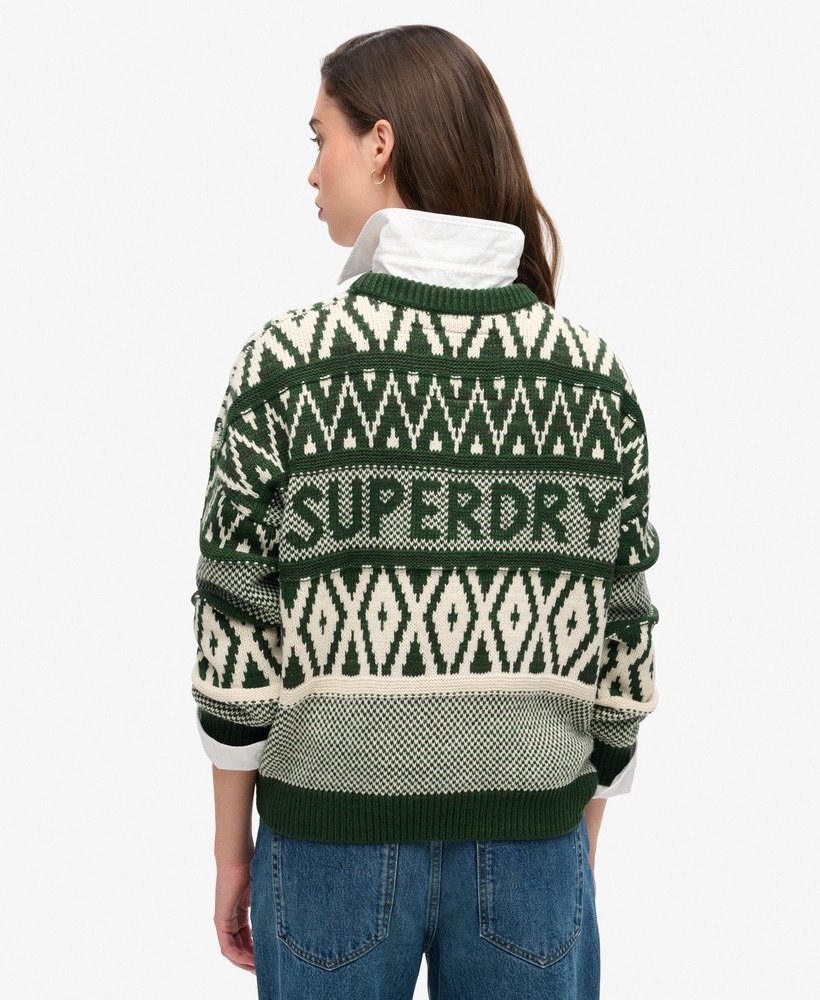sweter z nadrukiem w kolorze najciemniejszej zieleni sosnowej
