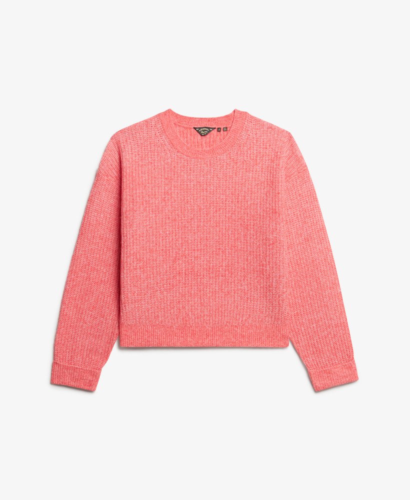 sweter z okrągłym dekoltem w kolorze koralowo-czerwonym twist
