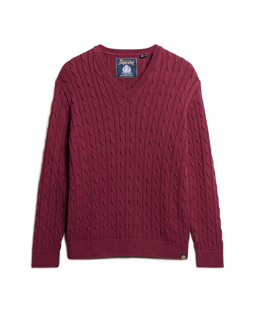luźny sweter z dekoltem w serek w kolorze bordowo-czerwonym