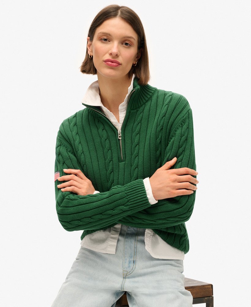 dzianinowy sweter henley rugby w kolorze forest green