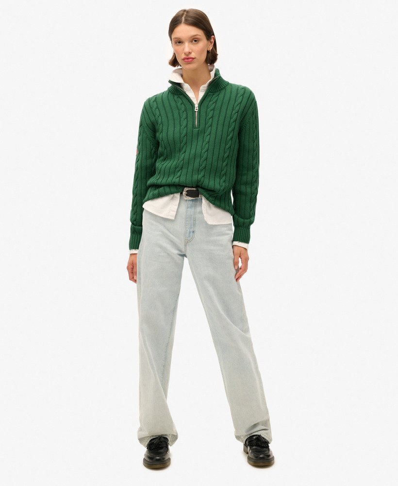 dzianinowy sweter henley rugby w kolorze forest green