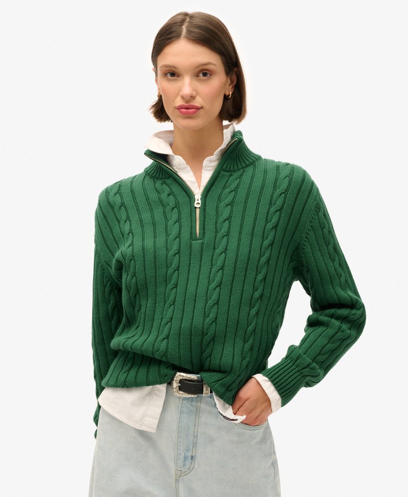 dzianinowy sweter henley rugby w kolorze forest green