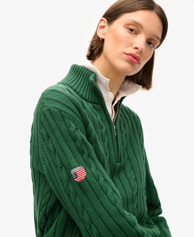 dzianinowy sweter henley rugby w kolorze forest green
