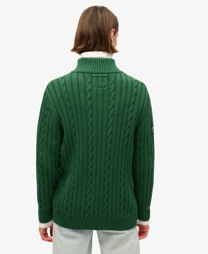 dzianinowy sweter henley rugby w kolorze forest green