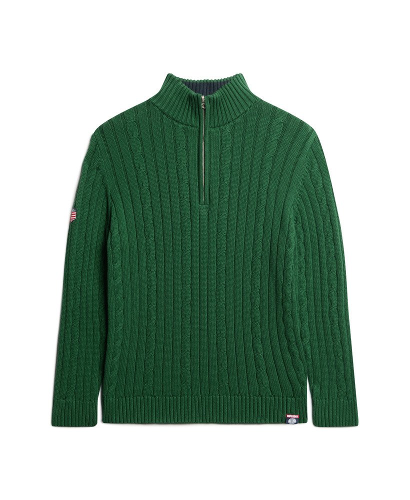 dzianinowy sweter henley rugby w kolorze forest green