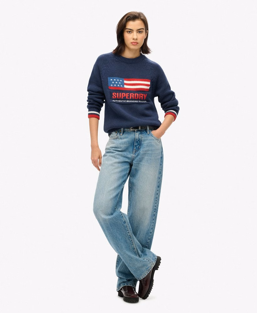 Americana Crew Knit Sweter
