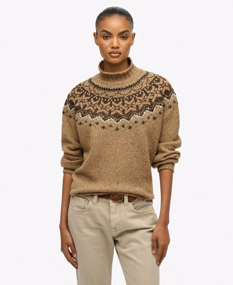 Sweter Fairisle z wysokim kołnierzem