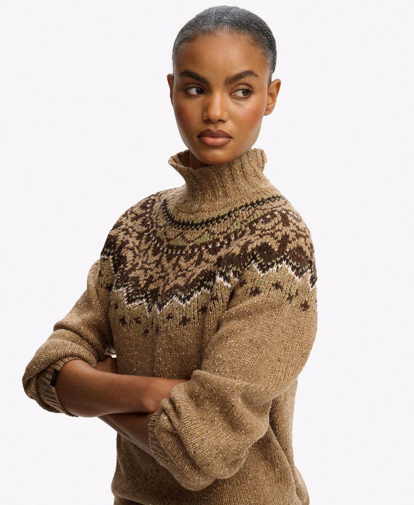 Sweter Fairisle z wysokim kołnierzem