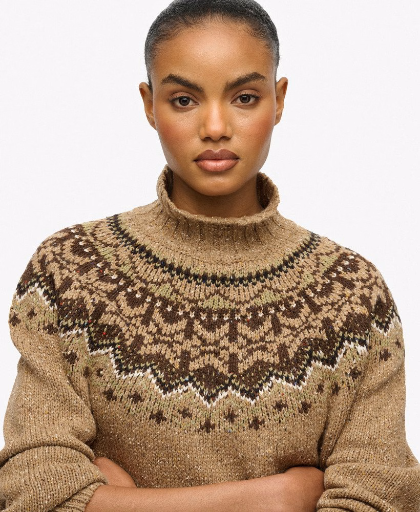 Sweter Fairisle z wysokim kołnierzem