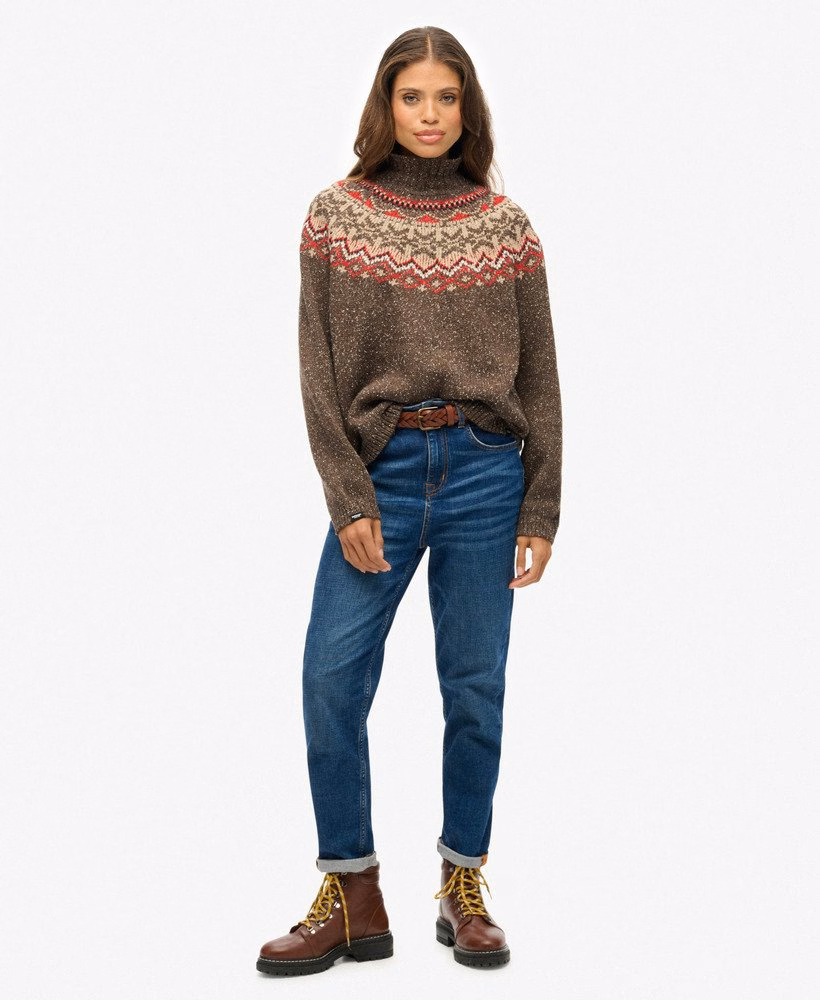Sweter Fairisle z wysokim kołnierzem
