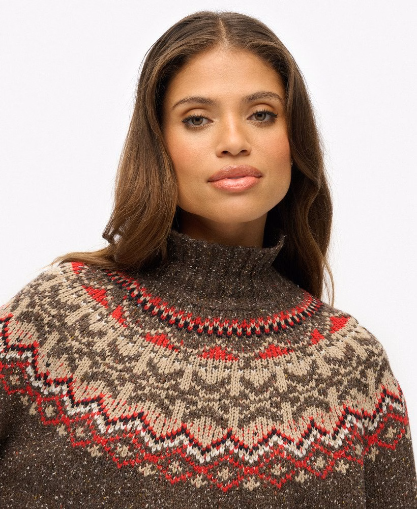 Sweter Fairisle z wysokim kołnierzem