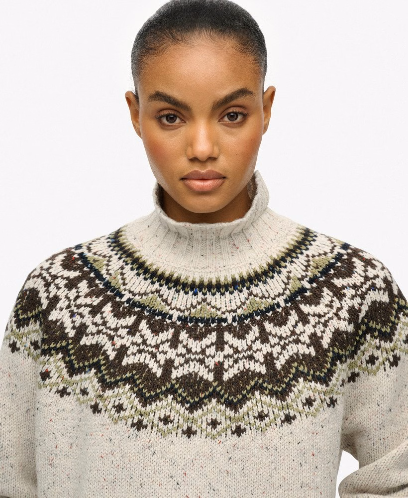 Sweter Fairisle z wysokim kołnierzem