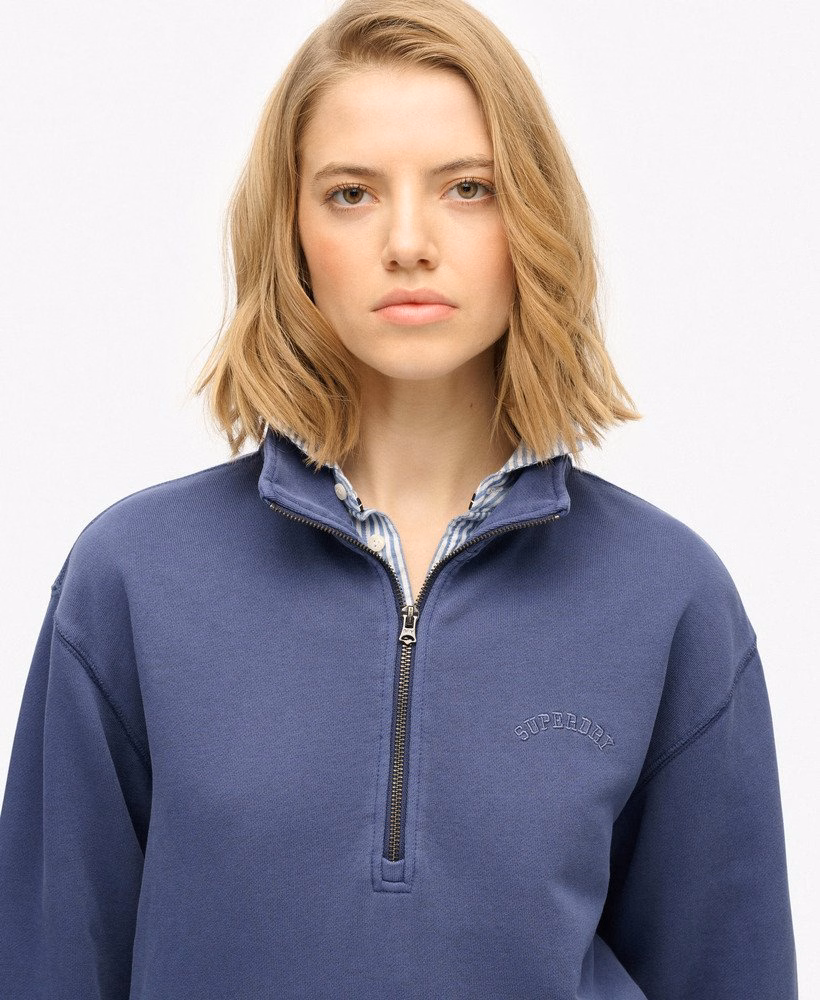 Bluza Essential Logo Garment Dye z zamkiem błyskawicznym do połowy