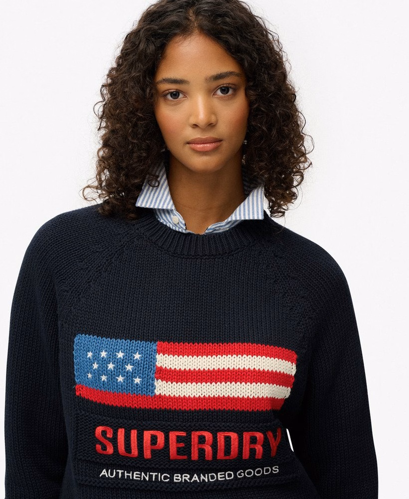 Americana Crew Knit Sweter